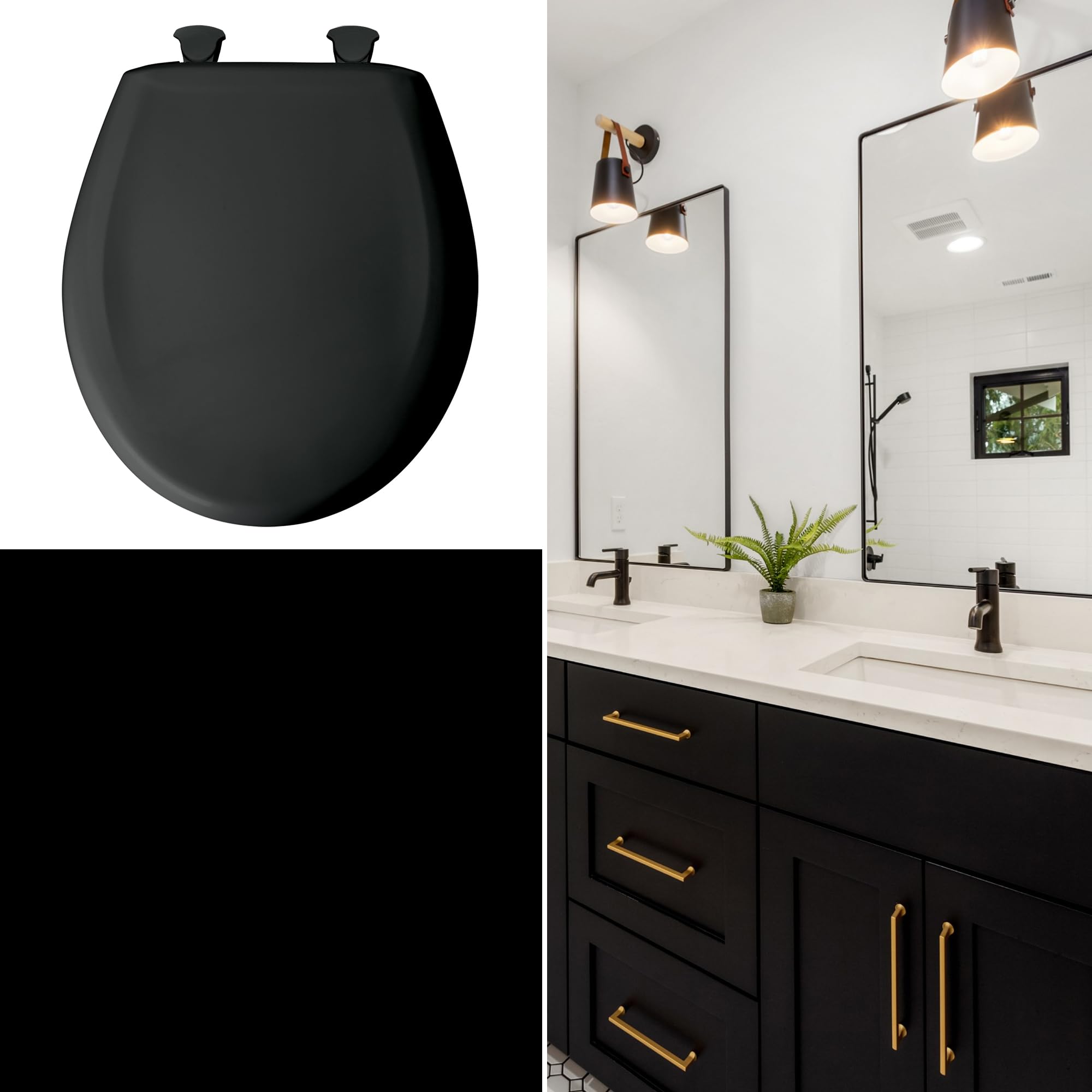 【SISANDI】 MIES CLASSIC midnight black Bemis Classic Colors Slow Close Toilet Seat, Easy Clean